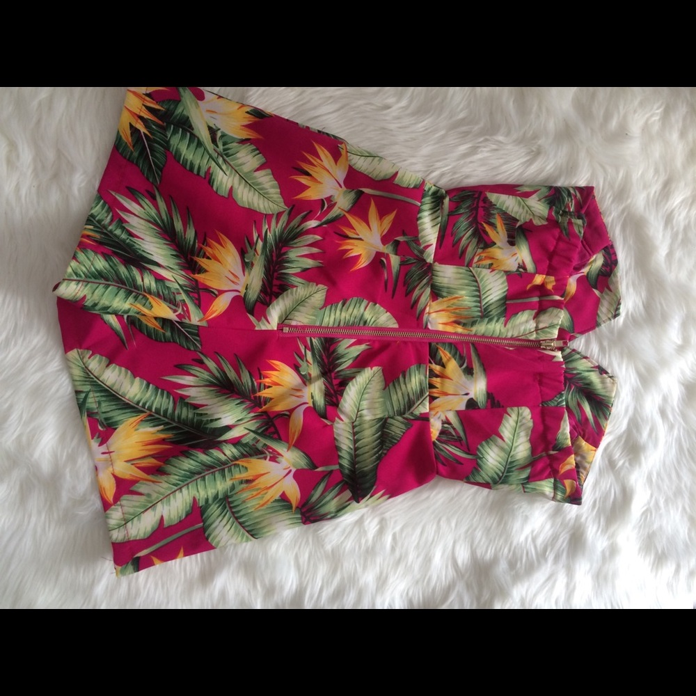 Halter top palm tree romper